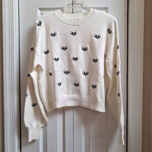 NWT JESSICA SIMPSON White Embroidered Pickleball Sweater sz S